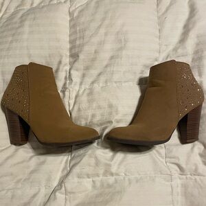 Brown Ankle Boots with Studded Detail